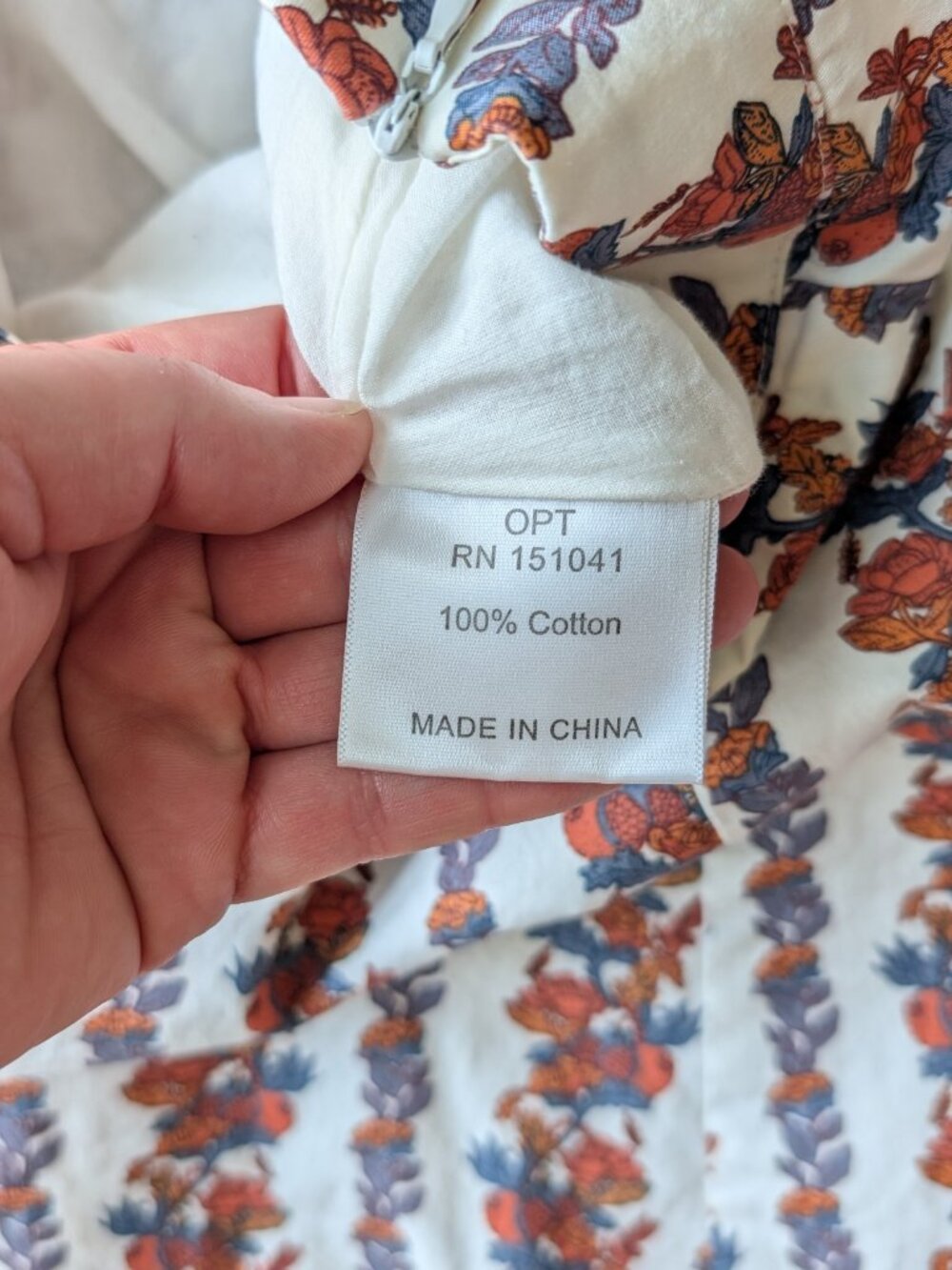 O.P.T. White Autumn Floral Striped Cotton Ruffle Midi Skirt small - Picture 8 of 9